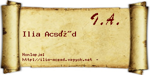 Ilia Acsád névjegykártya